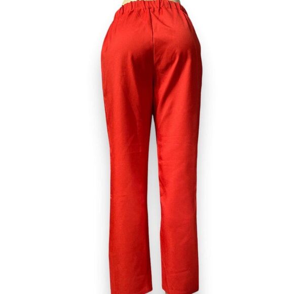 Red Button Down Lightweight Cotton Tapered Crop Trouser Pants - NEW - Picture 2 of 3